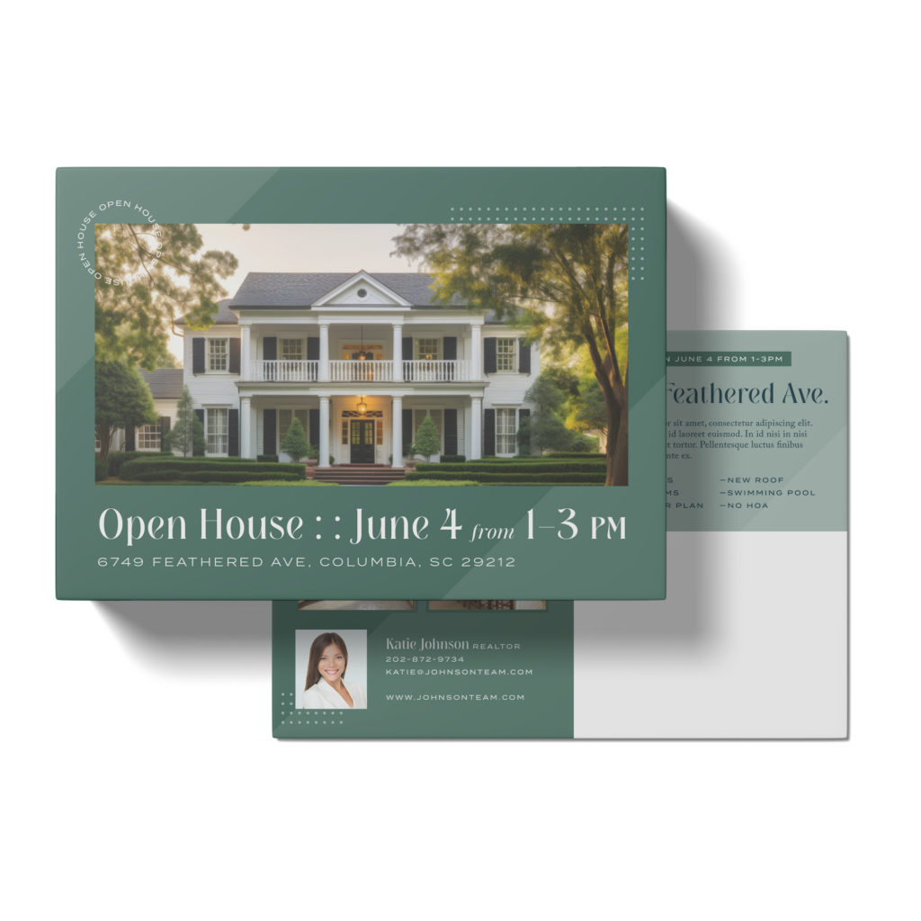 Real estate open house invitation postcard