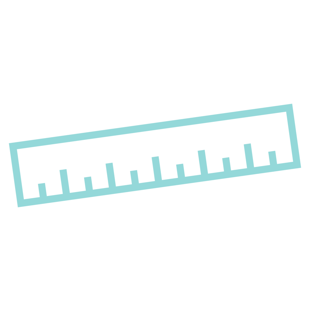 Icon of a ruler - a long, thin green rectangle with measurement markings.