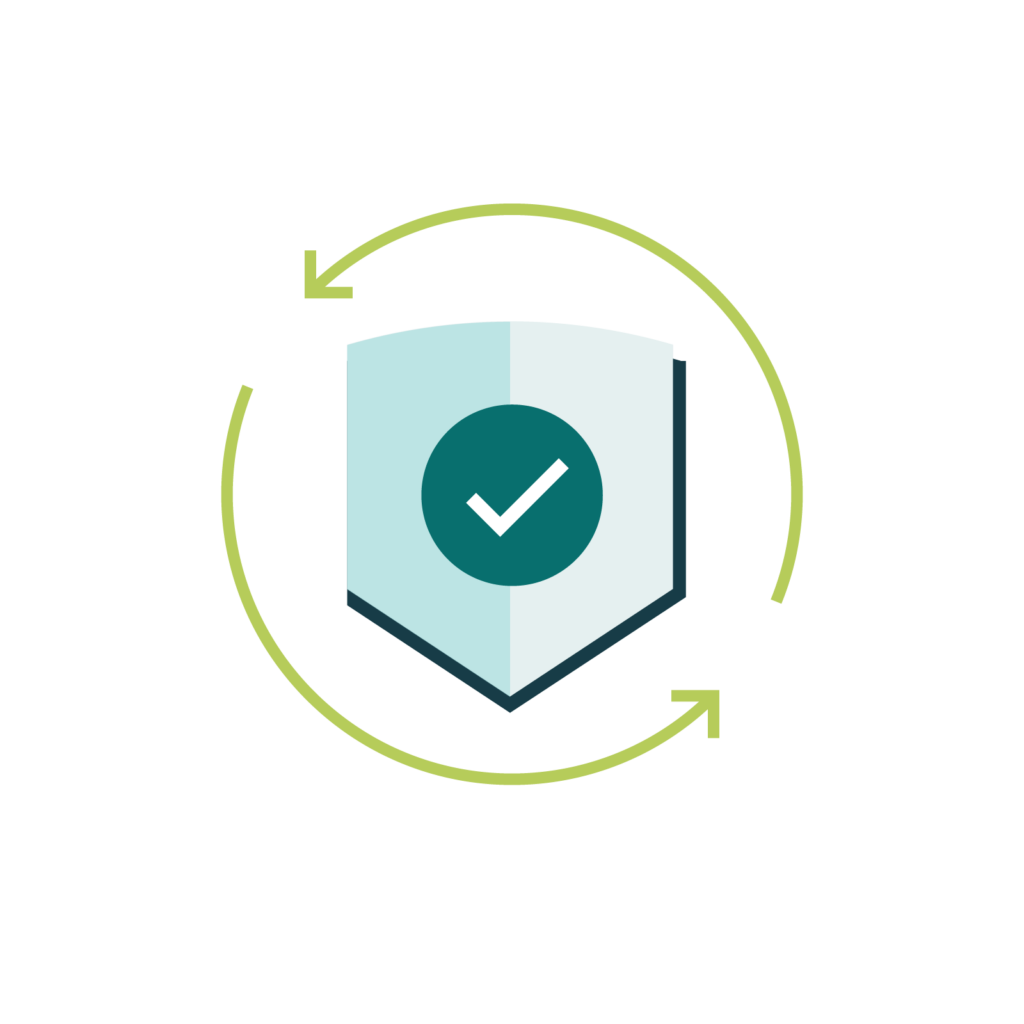 Icon of a shield with a checkmark in the middle representing trusted professionals